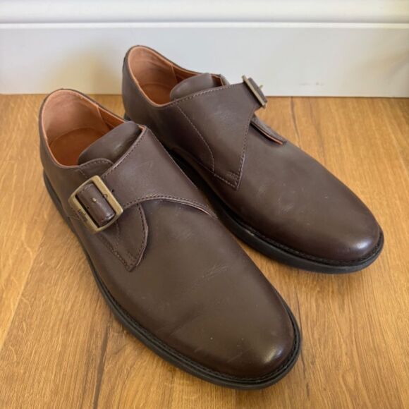 FitFlop HAGEN Mens Leather Monk Shoes - Brown with Brass Derby Buckle | Size 12 main image 4